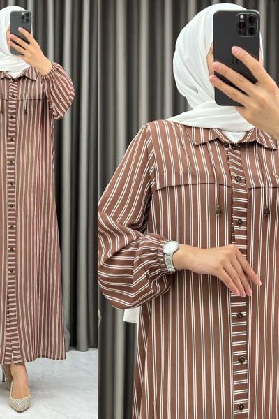 Edanur Giyçık Tunik Kahverengi