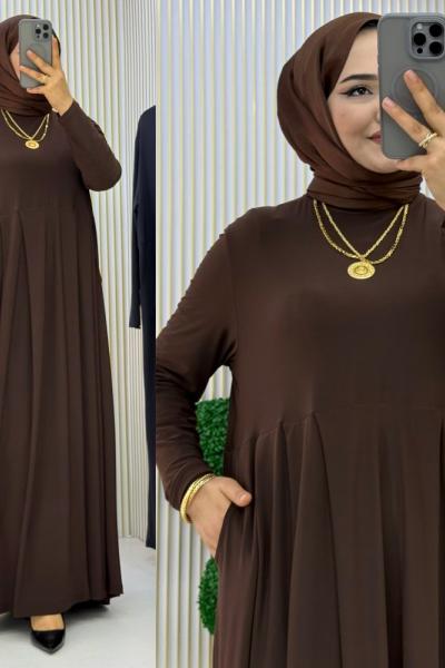 Esengül Elbise Kahverengi