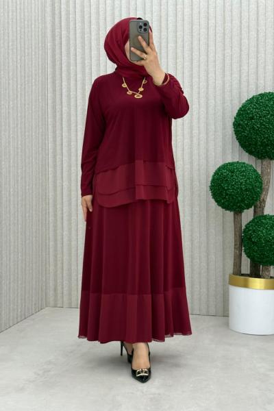 Fındık Etekli Takım  Bordo