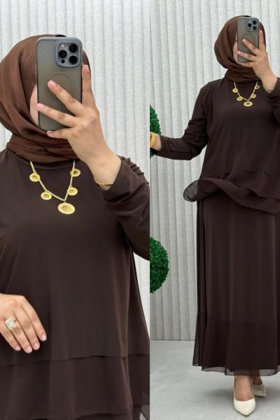 Fındık Etekli Takım  Kahverengi