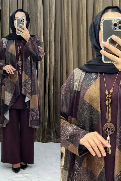 Habibu 3 Lü Takım Bordo