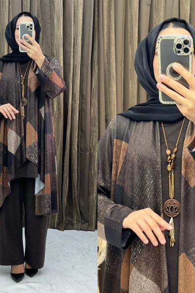 Habibu 3 Lü Takım Kahverengi