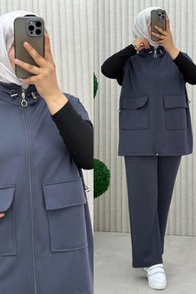 Hançer Yelekli Takım Gri