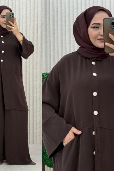 Harem Pantolonlu Takım  Kahverengi