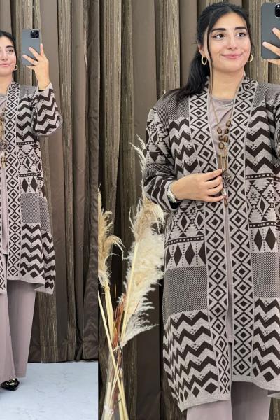 Hediye  3 Lü Triko Takım Vizon