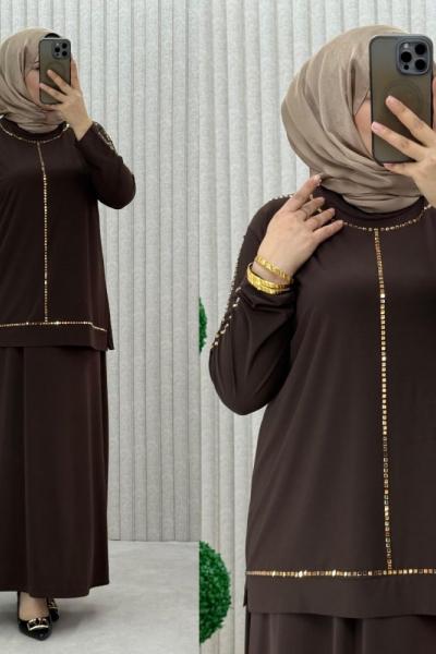 Hilal Etekli Takım Kahverengi