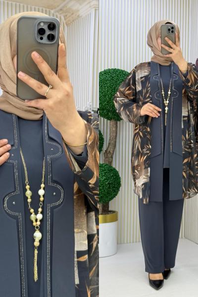 Hüner 3’lü Takım Gri