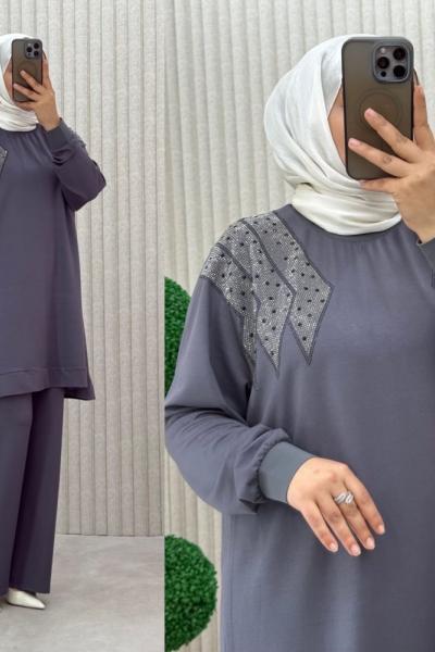 Işıltı Takım Gri