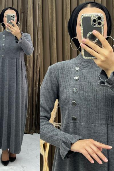 Jüpiter Triko Elbise Gri