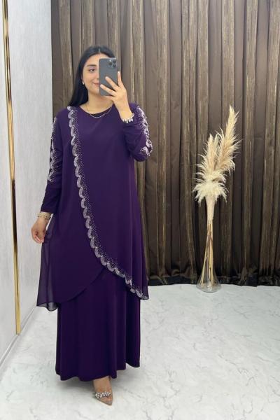 Kardelen Abiye Koyu Mor