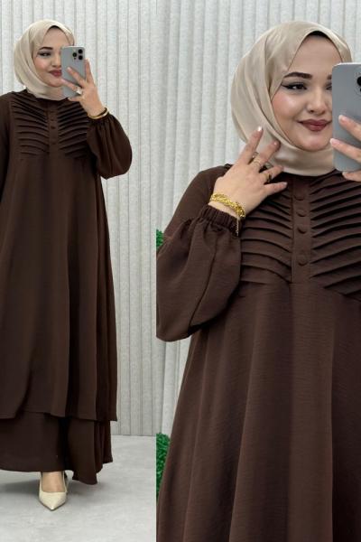 LİNA ETEKLİ TAKIM  Kahverengi