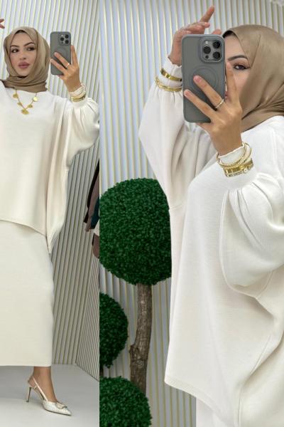 Mahi Etekli Takım beyaz Beyaz