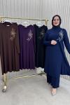 Müyesser pantolonlu takım  Mürdüm