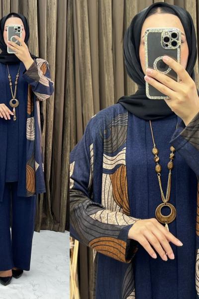 Nejla  3 Lü Takım Lacivert