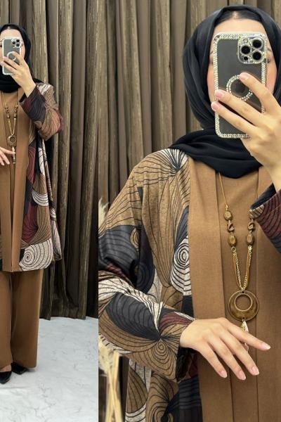 Nejla  3 Lü Takım Hardal Sarısı