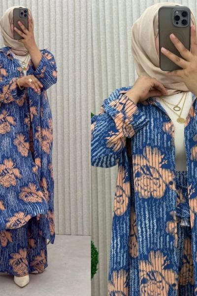 Nurten Pantolonlu Takım Mavi