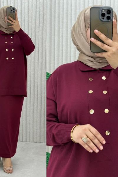 Nüyans Etekli Takım Bordo