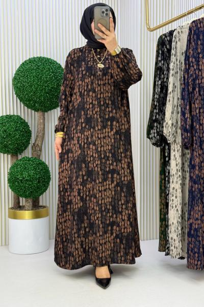 Özay Elbise Siyah Kahverengi