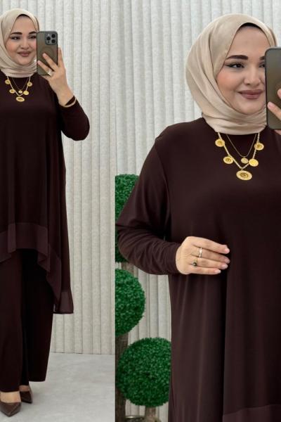 Özce Pantolonlu Takım  Kahverengi