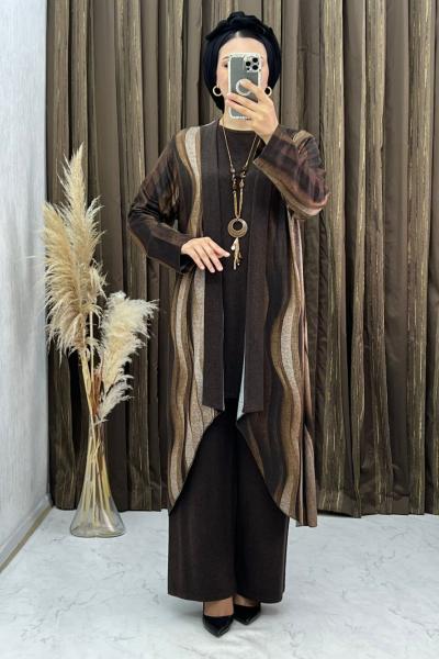 Parıltı 3 Lü Takım Kahverengi