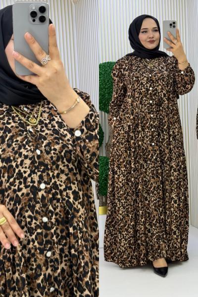 Rübeyda Elbise  Kahverengi