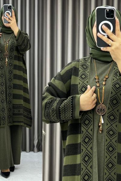 Sabahat 3 Lü Triko Takım Haki