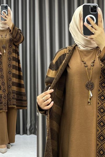 Sabahat 3 Lü Triko Takım Hardal Sarısı