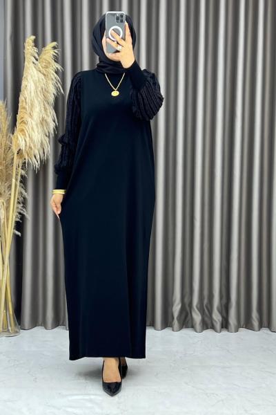 Sarmaşık Elbise Siyah Siyah