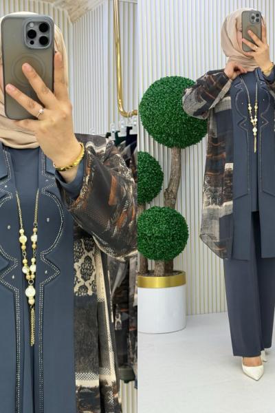 Sedef 3 lü Takım Gri