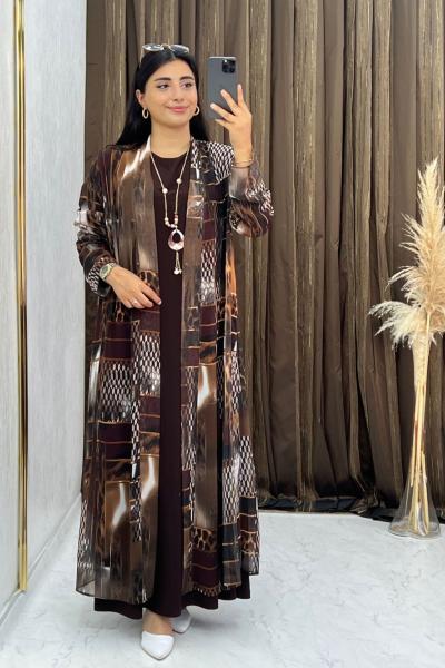 Selin Elbise Takım  Kahverengi