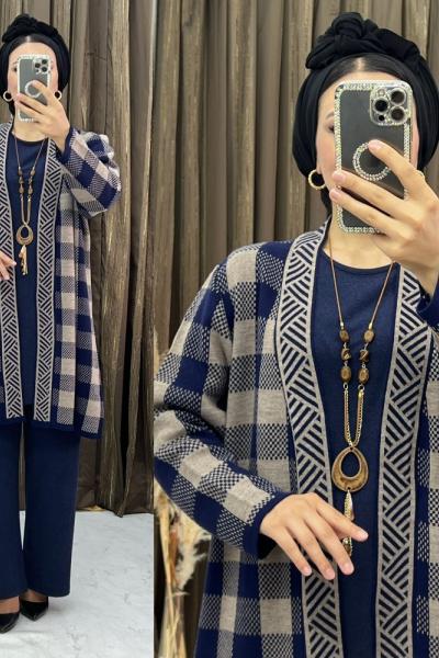 Semra 3 Lü Takım Lacivert