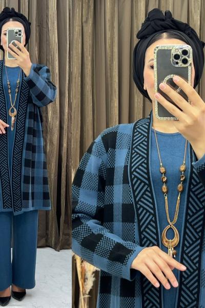 Semra 3 Lü Takım Mavi