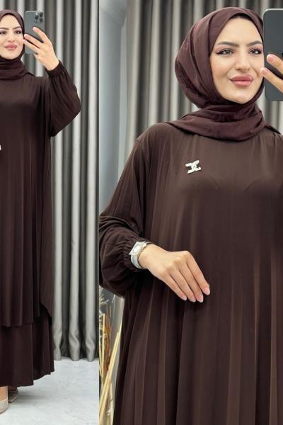 Sidre Etekli Takım Kahverengi