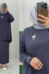 Songül Saç Örgülü Takım  Antrasit
