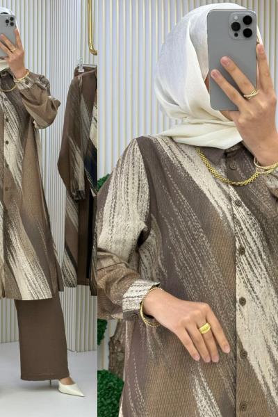 Söz Keten Takım Kahverengi