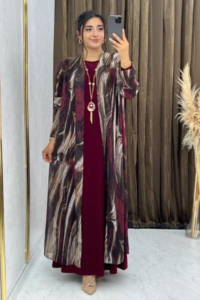 Sude Elbise Takım Bordo