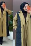 Sueda trenç / kapitone kap Camel