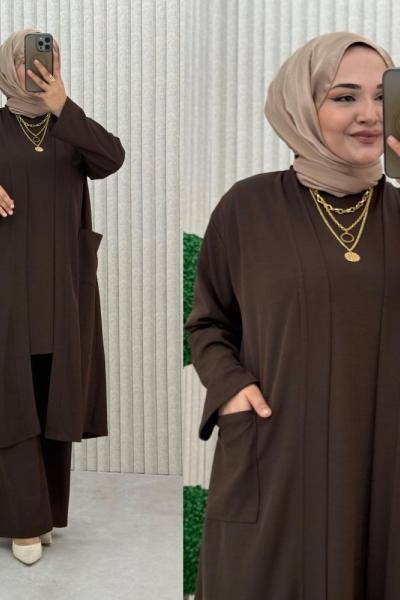 Sümela 3’lü Takım Kahverengi