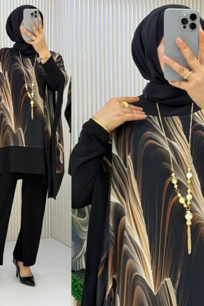 Sunay Pelerin Takım Siyah