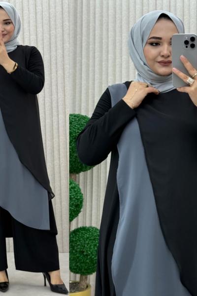 Sündüs Takım Gri Siyah