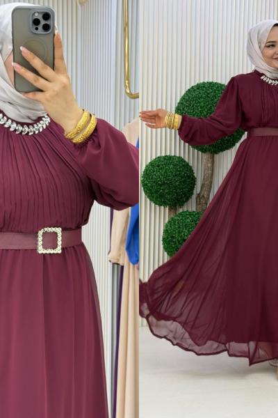 Sura Abiye Elbise Bordo