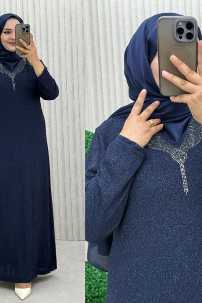 Süslü Elbise Lacivert