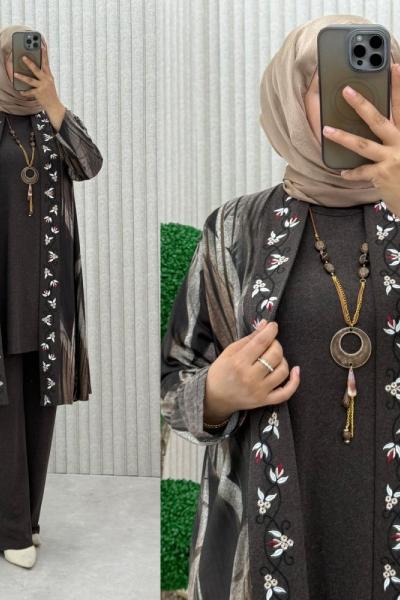 Toprak 3’ lü Takım Kahverengi