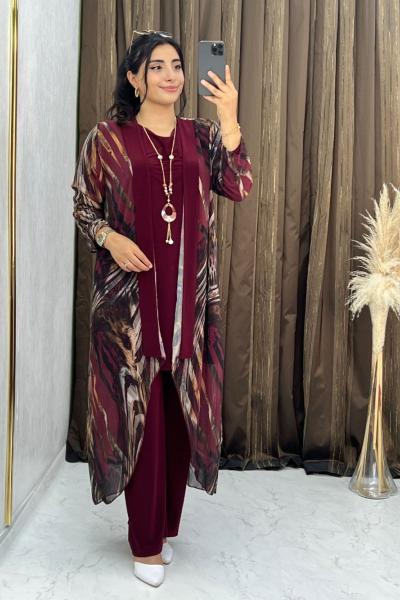 Venüs 3 lü Takım Bordo