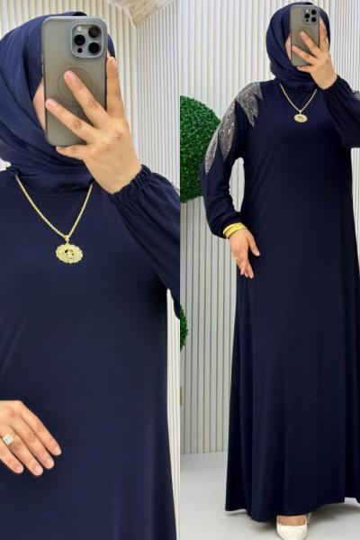 Yaprak Elbise Lacivert