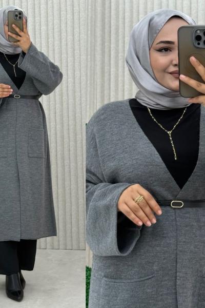 Yaren Triko Hırka Gri