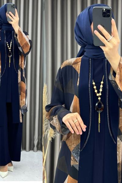 Züleyha 3 lü Takım Lacivert