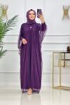 Seray Abaya Takım Koyu Mor