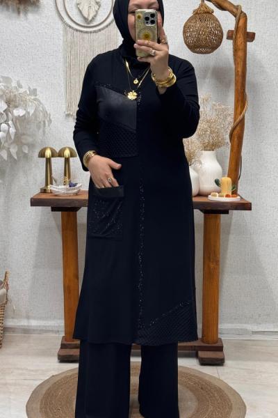 ZARİFE TAŞLI TAKIM Siyah