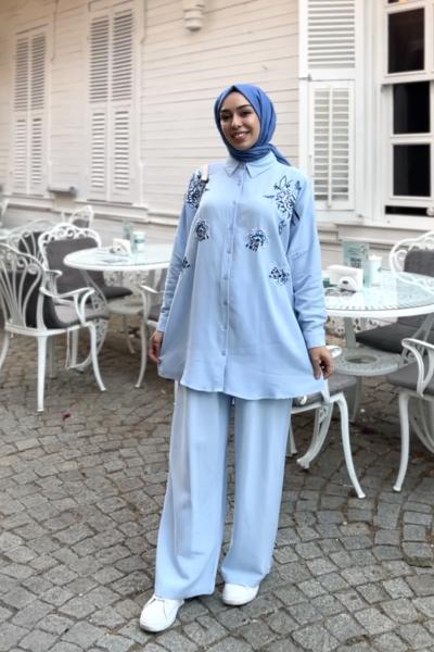 Çiçek Takım Açık Mavi